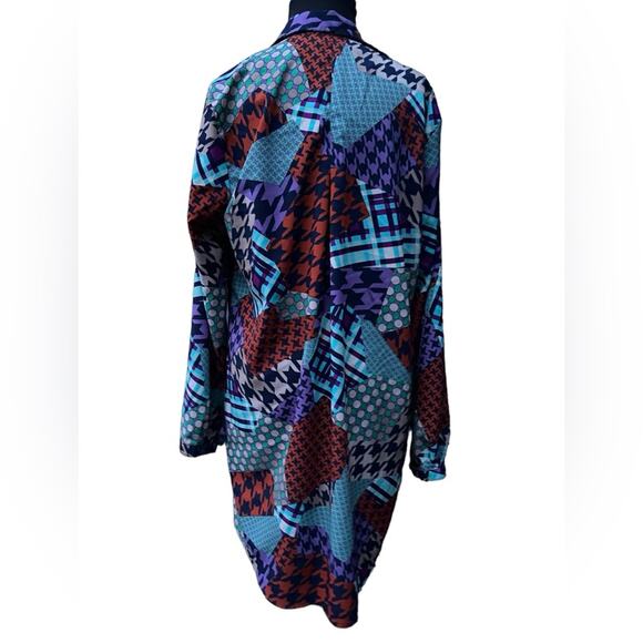 Isle By Melis Kozan Mixed Print Eclectic Artsy Boho Relaxed Tunic Button Top L - Picture 4 of 7